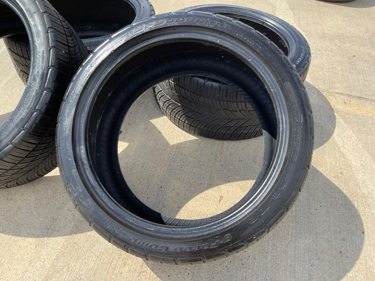 (2) 285/35R20 + (2) 305/35R20 BFG G-Force Comp 2 A/S 104Y XL tires SET