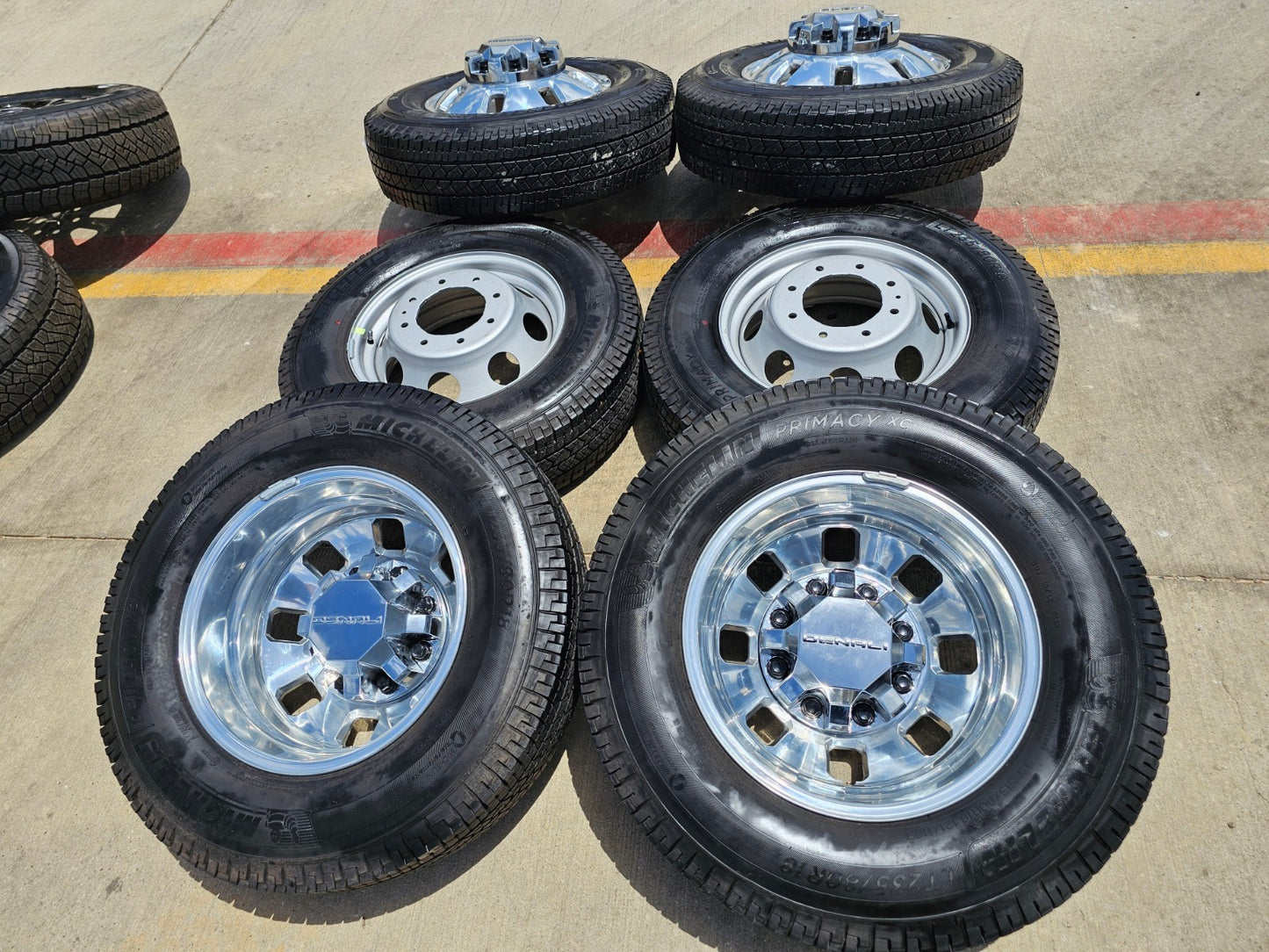 18" GMC Sierra 3500 DENALI Dually rims wheels OEM 14127 14129 8x210 MICHELIN