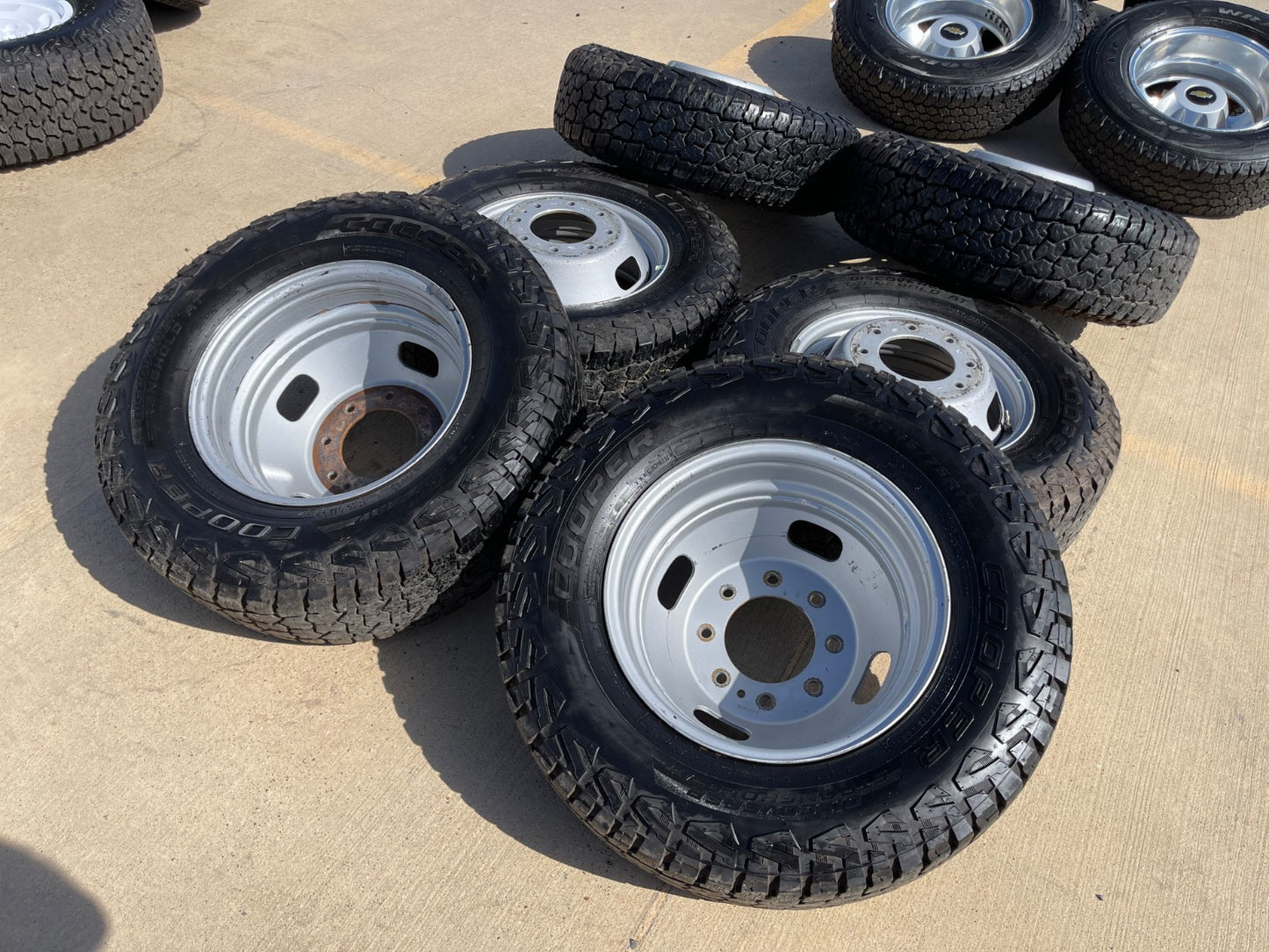 (6) 17" Ford F-350 Dually OEM rims wheels 3615 99016 tires SET COOPER A/T