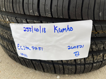 (1) 255/40/18 Kuhmo Ecsta PA51 tire 255/40r18 99W XL NEW