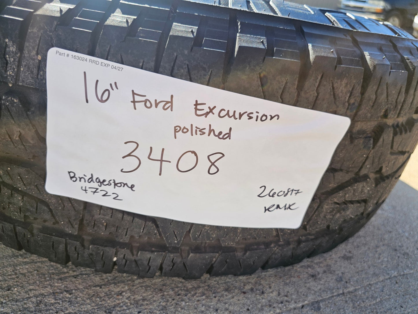 16" Ford F-250 F-350 Excursion OEM 3408 polished wheels rims SET BRIDGSETONE