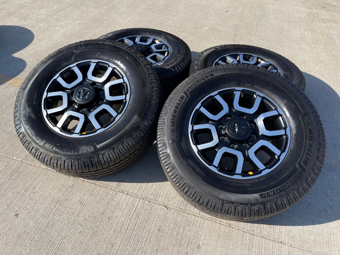 18" Ram 2500 3500 LARAMIE OEM wheels rims 2694 tires MICHELIN DEFENDER LTX M/S2