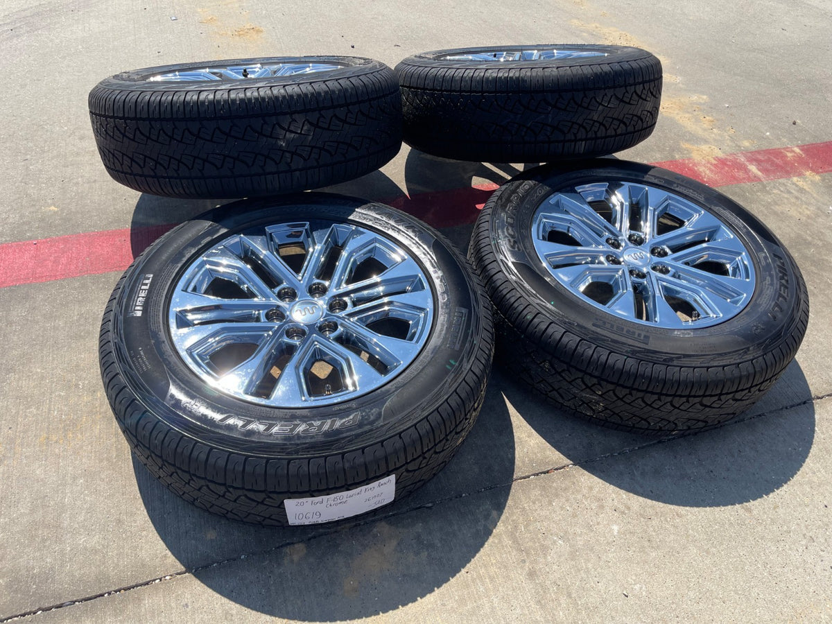 20" Ford F-150 LARIAT OEM 10619 rims wheels CHROME Expedition SET PIRELLI AT