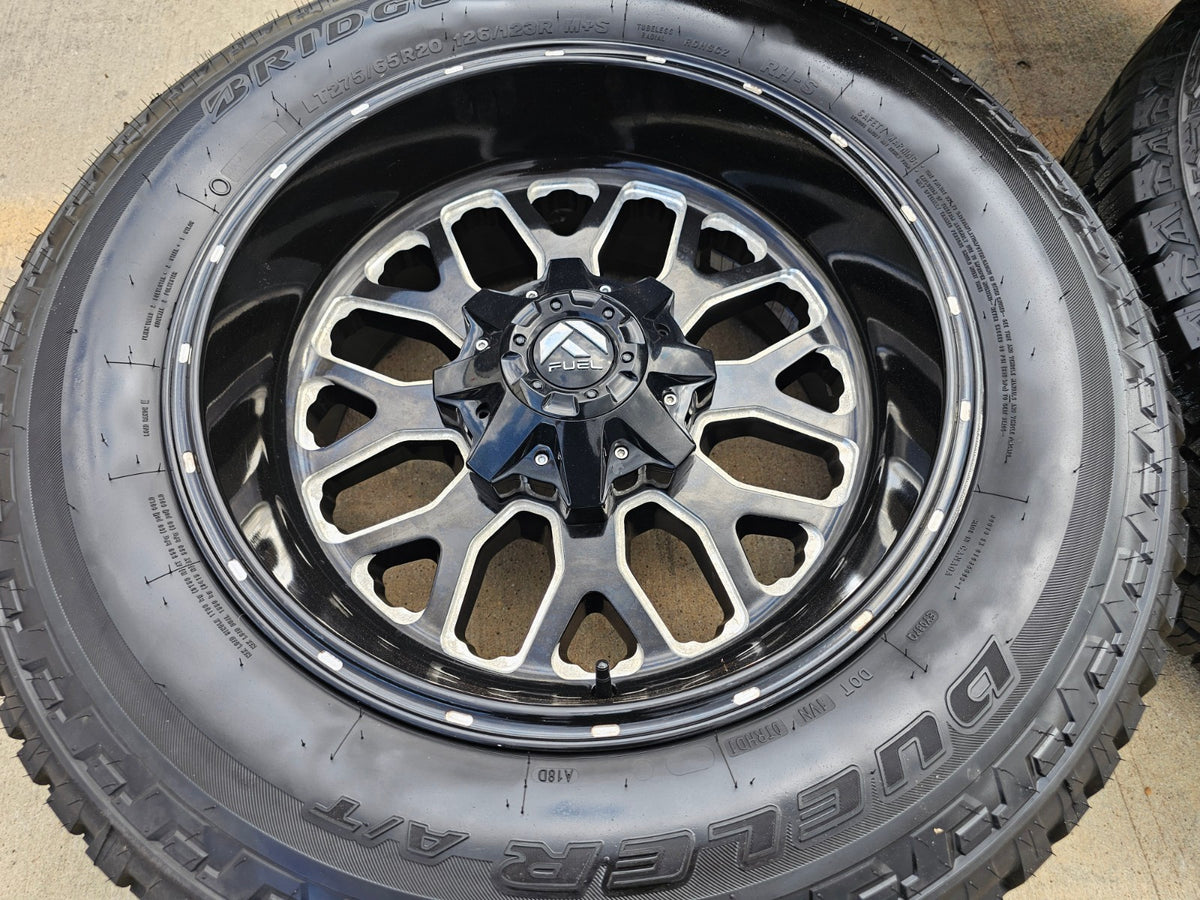 20" 20x10 FUEL Stroke D611 Ford F-250 F-350 wheels rims -18 SET BRIDGESTONE A/T