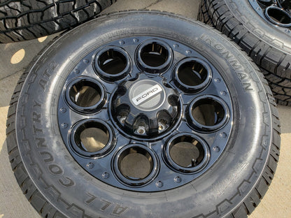 20" Ford F-250 F-350 OEM black TREMOR wheels rims 10299 10484 A/T2 tires NEW