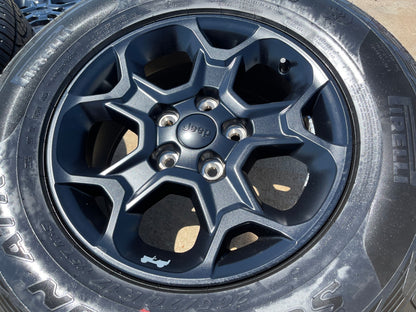 17" Jeep Wrangler Rubicon OEM wheels rims Gladiator 96832 9282 PIRELLI A/T NEW