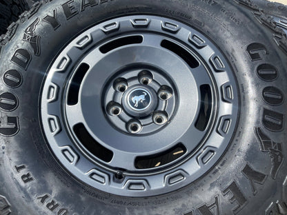 17" Ford Bronco HERITAGE SASQUATCH wheels rims 10464 GOODYEAR A/T 35" NEW
