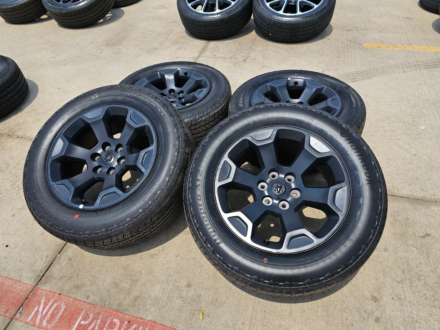 20" Dodge Ram 1500 OEM Laramie Black 2680 wheels rims tires HANKOOK A/T2 NEW