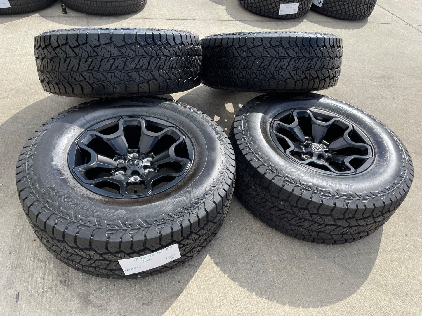 18" Dodge Ram 1500 TRX RHO Black OEM 66002 wheels rims SET HANKOOK A/T2 35"