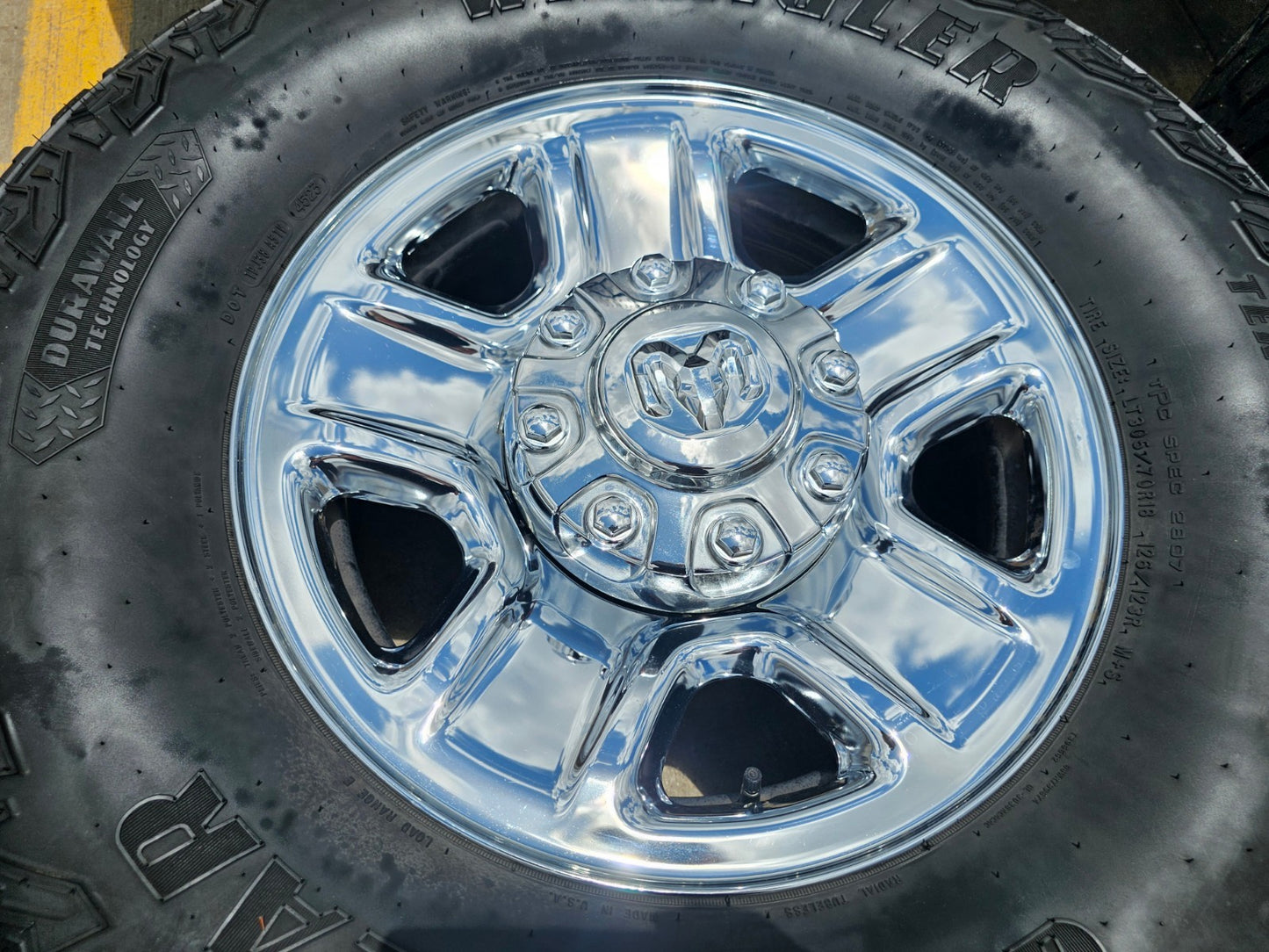 18" Dodge Ram 2500 3500 STEEL chrome OEM 2473 wheels rims GOODYEAR 35"