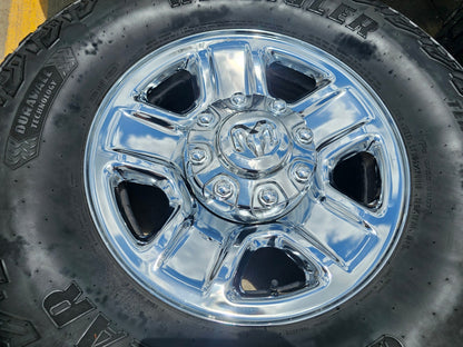18" Dodge Ram 2500 3500 STEEL chrome OEM 2473 wheels rims GOODYEAR 35"