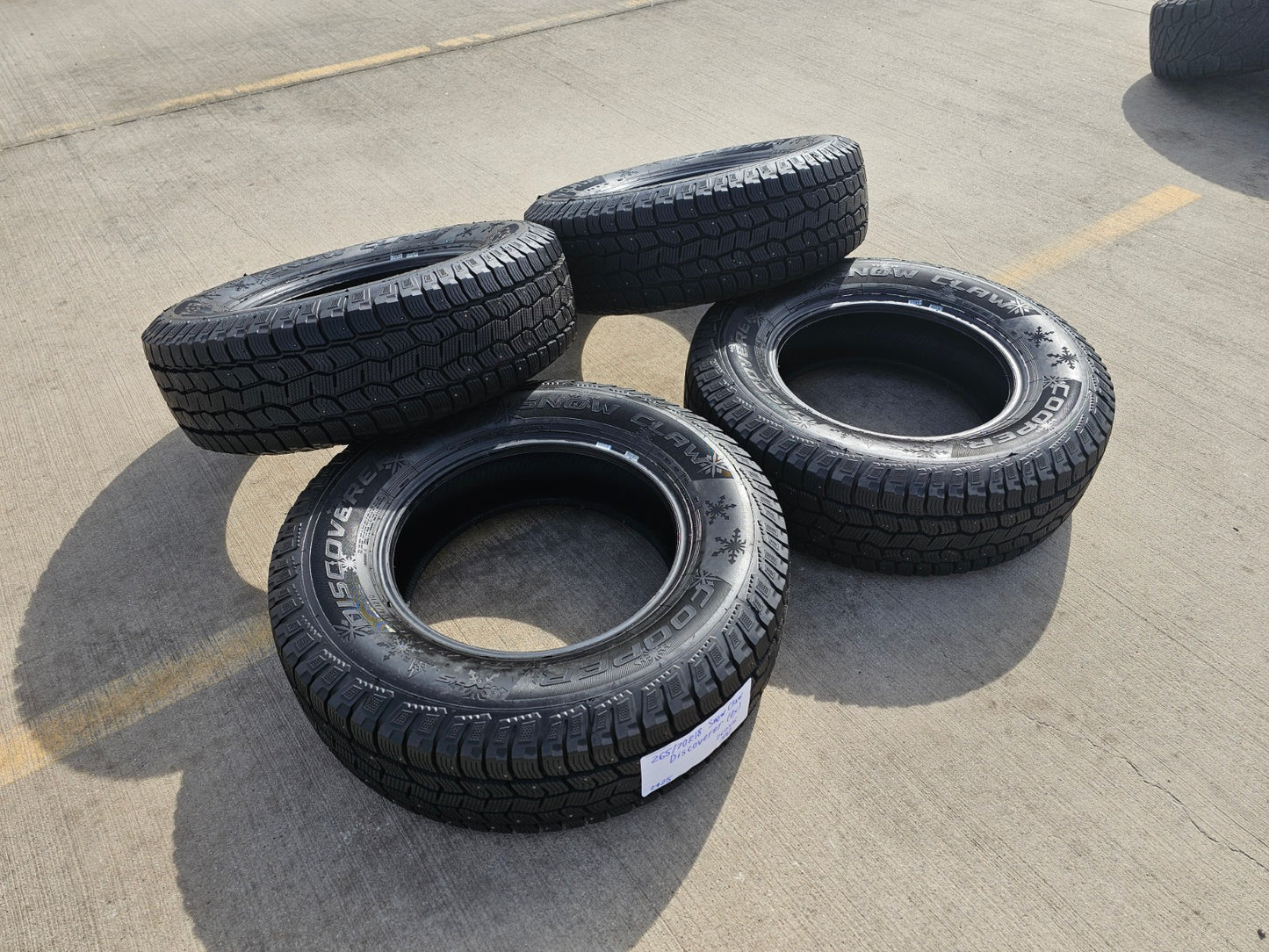 (4) 265/70/18 Cooper Discoverer Snow Claw LT 10 ply load range E tires