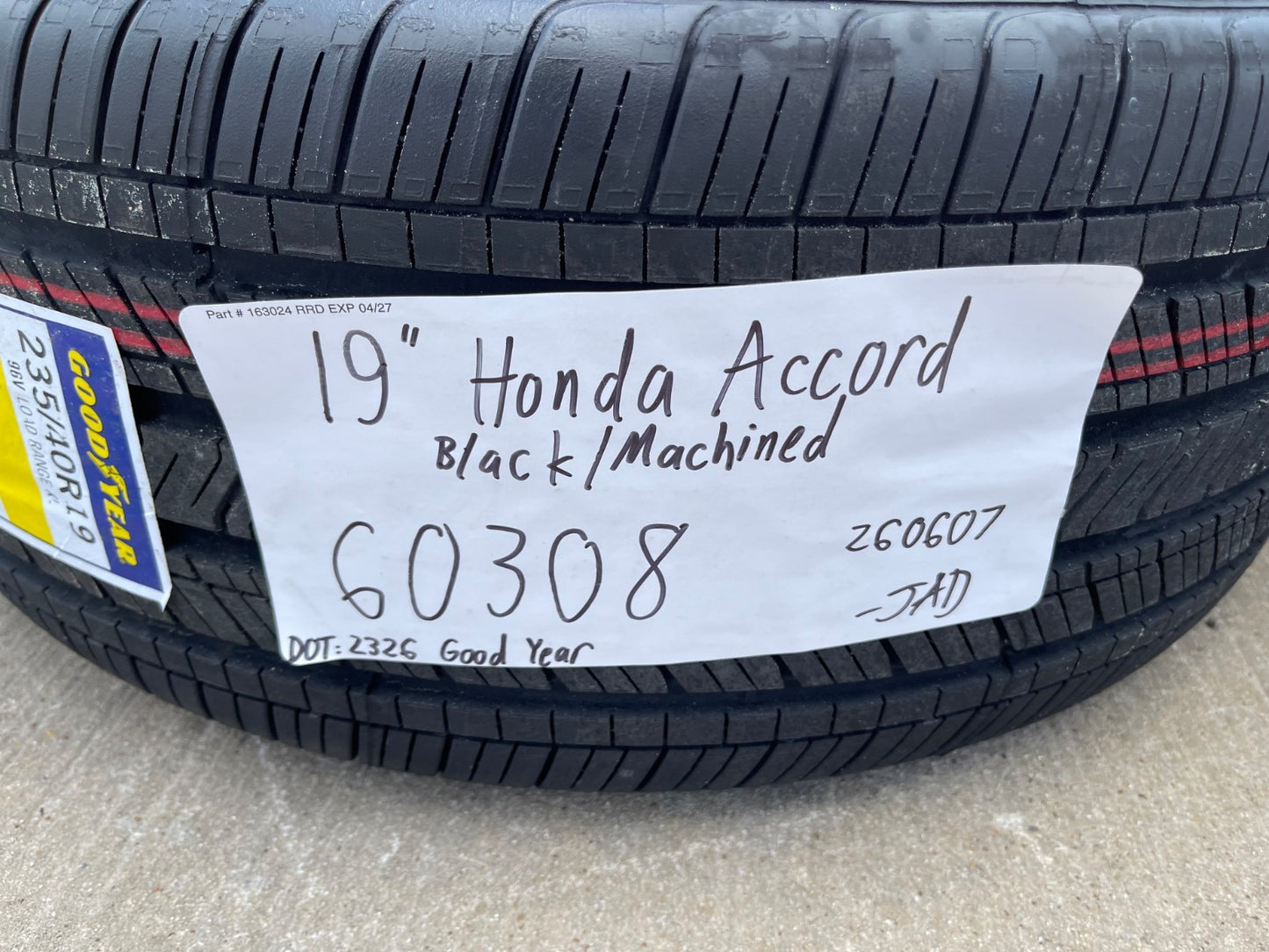 19" Honda Accord OEM Sport wheels rims 60308 SET 2024 2025 2026 GOODYEAR NEW