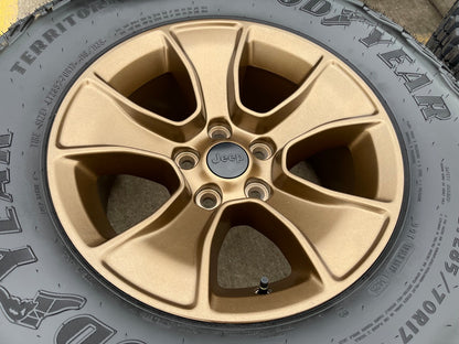 17" Jeep Wrangler Rubicon OEM 96226 wheels rims Gladiator GOODYEAR  A/T 33" NEW