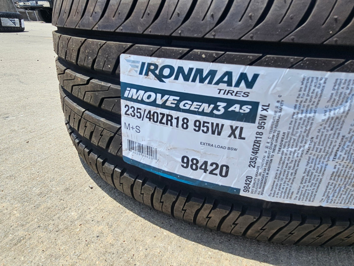 (1) 235/40/18 Ironman Gen 3 A/S tire 235/40R18 95W XL NEW