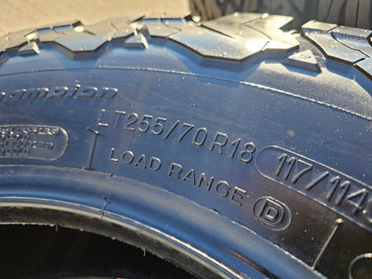 (4) 255/70/18 BFG KO2 A/T tires F-150 Sierra Tahoe Silverado NEW TAKE OFFS NEW