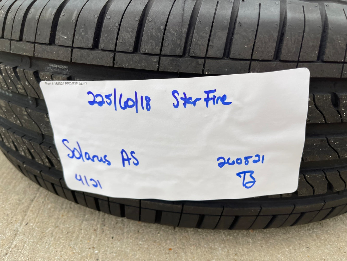 (1) 225/60/18 Starfire Solarus A/S tire 225/60r18 100H M+S NEW