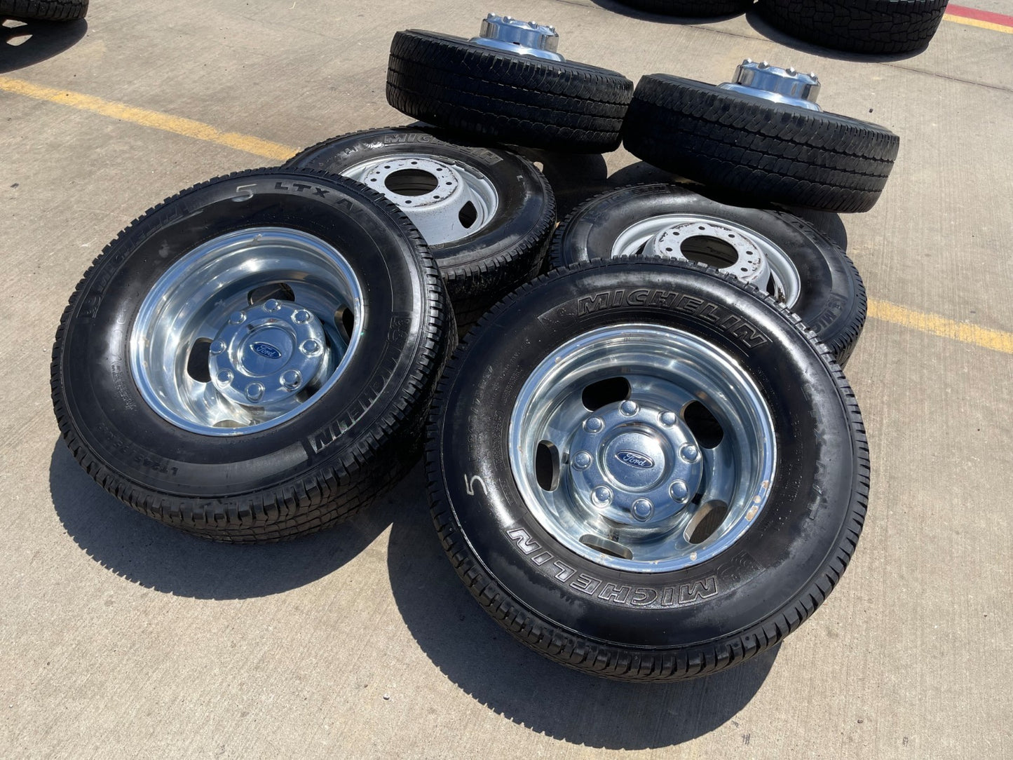 17" Ford F-350 Dually OEM 10477 10478 rims wheels SET tires MICHELIN A/T2