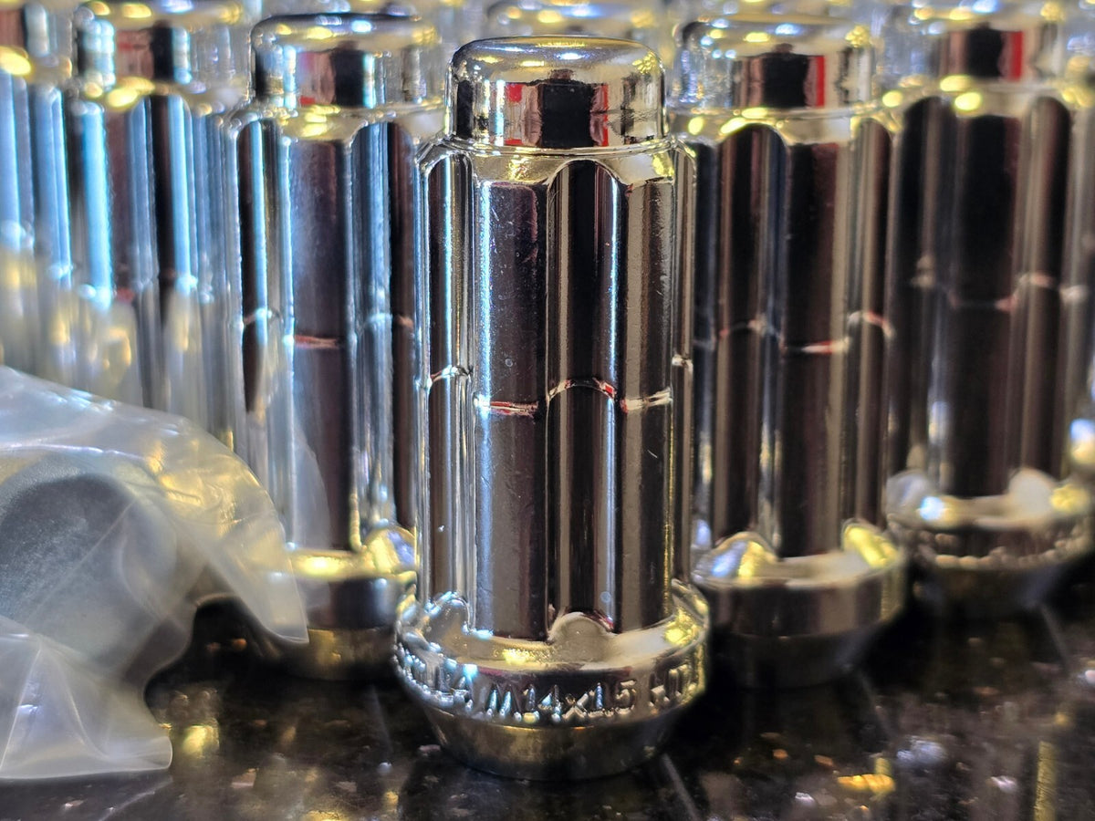 (24) 14x1.5 lug nuts chrome RAM 1500 Chevy Silverado GMC Sierra lugs NEW
