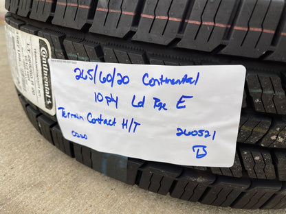 (1) 265/60/20 Continental Terrain Contact H/T OWL tire 118R LT 10 PLY LRE NEW