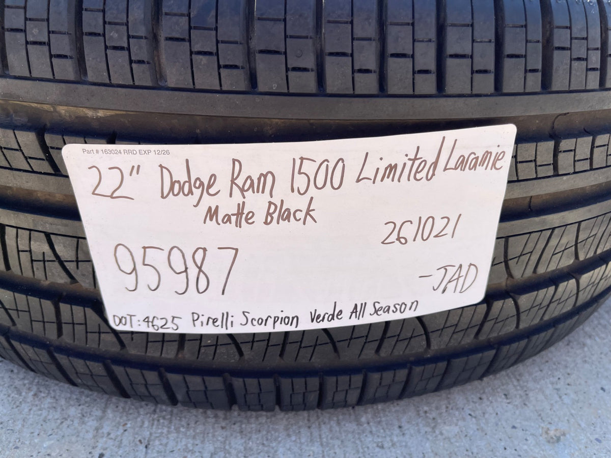 22" Dodge Ram 1500 OEM 95987 LIMITED Laramie wheels rims black 2025 2026 SET