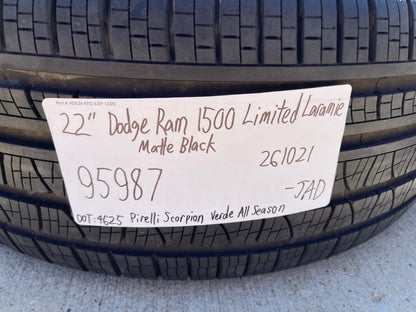 22" Dodge Ram 1500 OEM 95987 LIMITED Laramie wheels rims black 2025 2026 SET