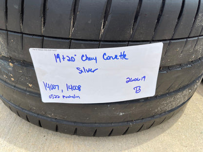 19" + 20" Chevy Corvette C8 OEM 14007 14008 wheels rims SET MICHELIN 2020-2027