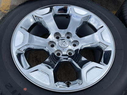 20" Dodge Ram 1500 OEM Laramie CHROME 2680 wheels rims 2025 2026 Hankook AT2 NEW