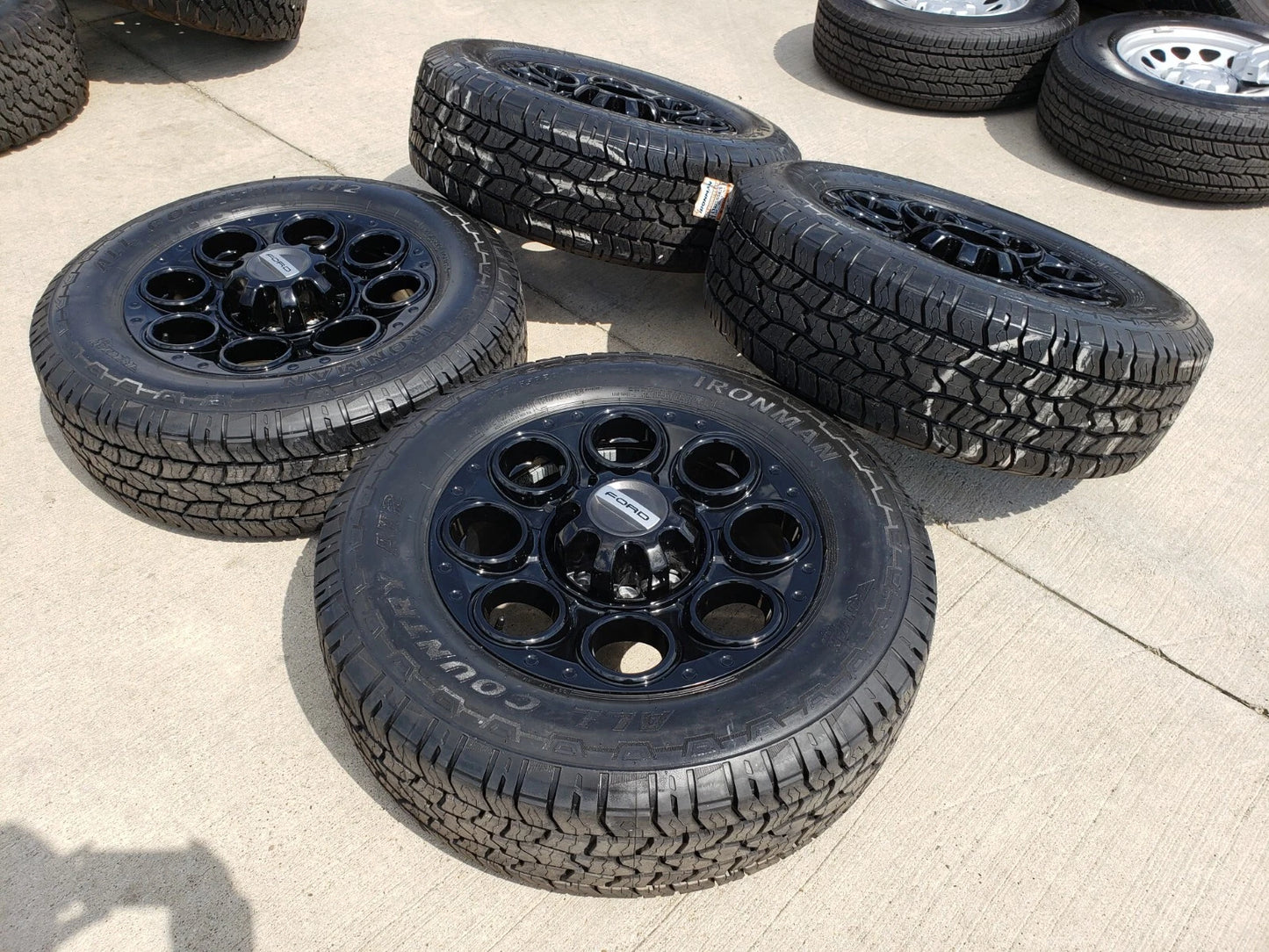 20" Ford F-250 F-350 OEM black TREMOR wheels rims 10299 10484 A/T2 tires NEW