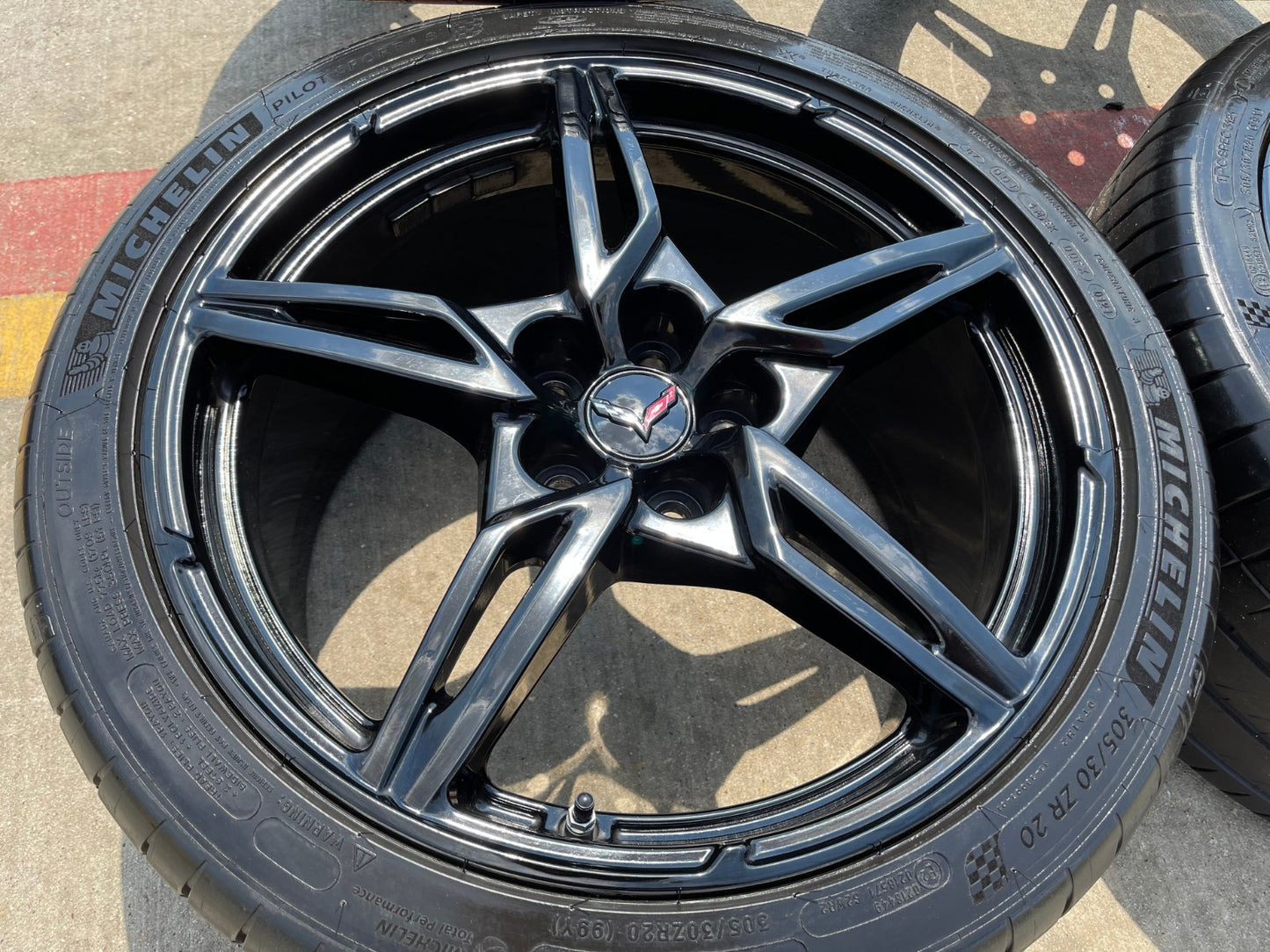 19" + 20" Chevy Corvette C8 OEM 14007 14008 wheels rims BLACK TPMS MICHELIN