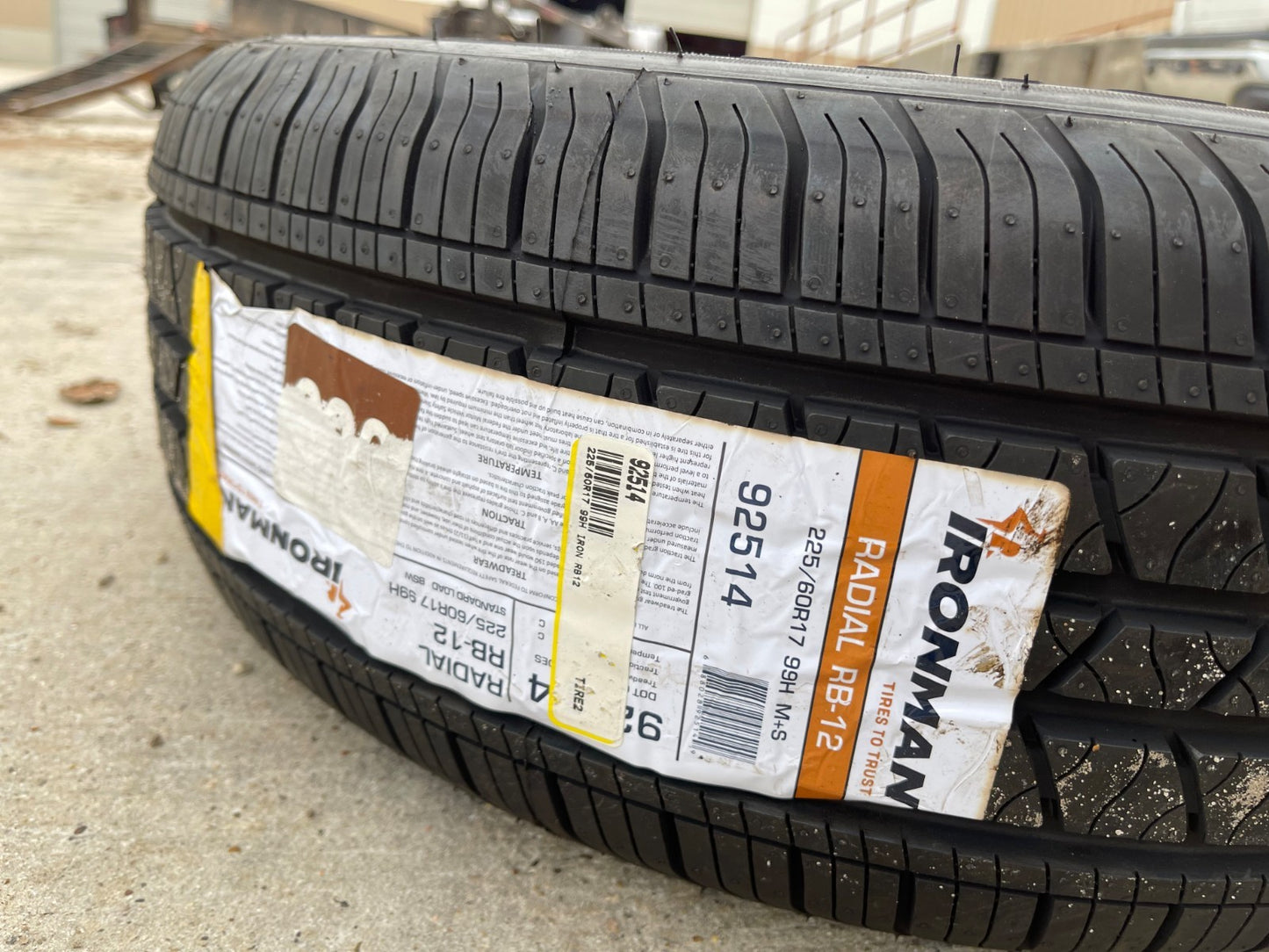 (1) 225/60/17 Ironman RB-12 tire 225/60R17 99H M+S NEW