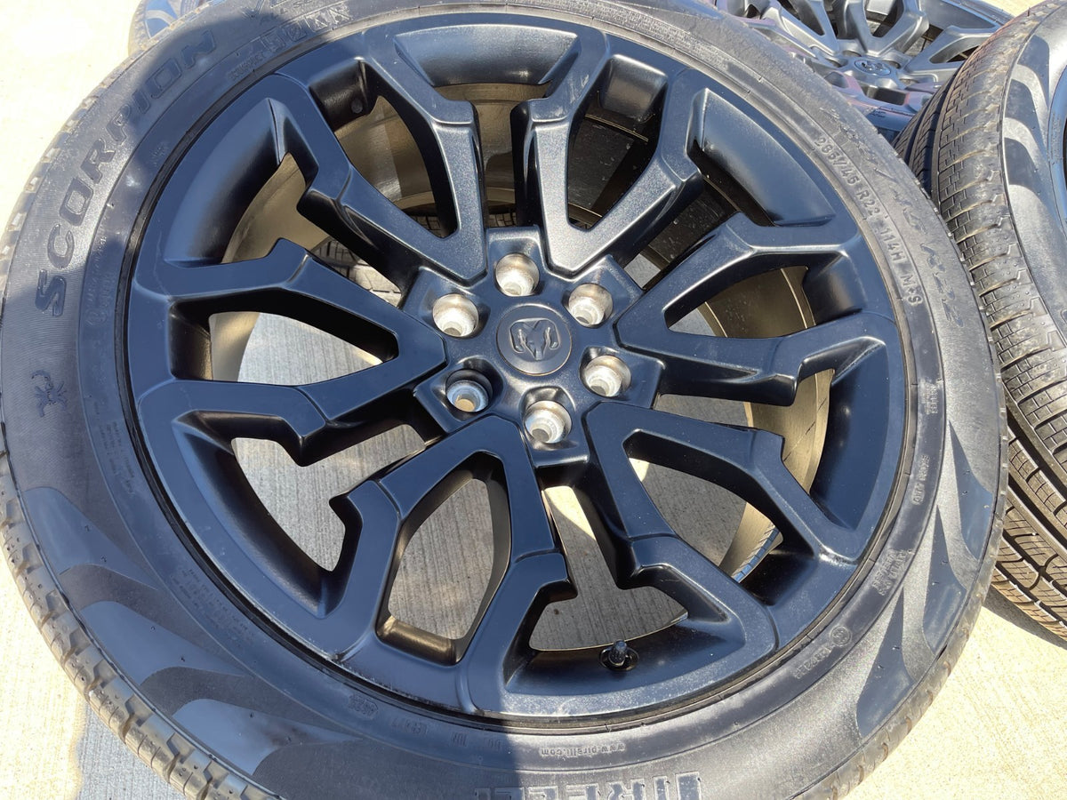 22" Dodge Ram 1500 OEM 95987 LIMITED Laramie wheels rims black 2025 2026 SET