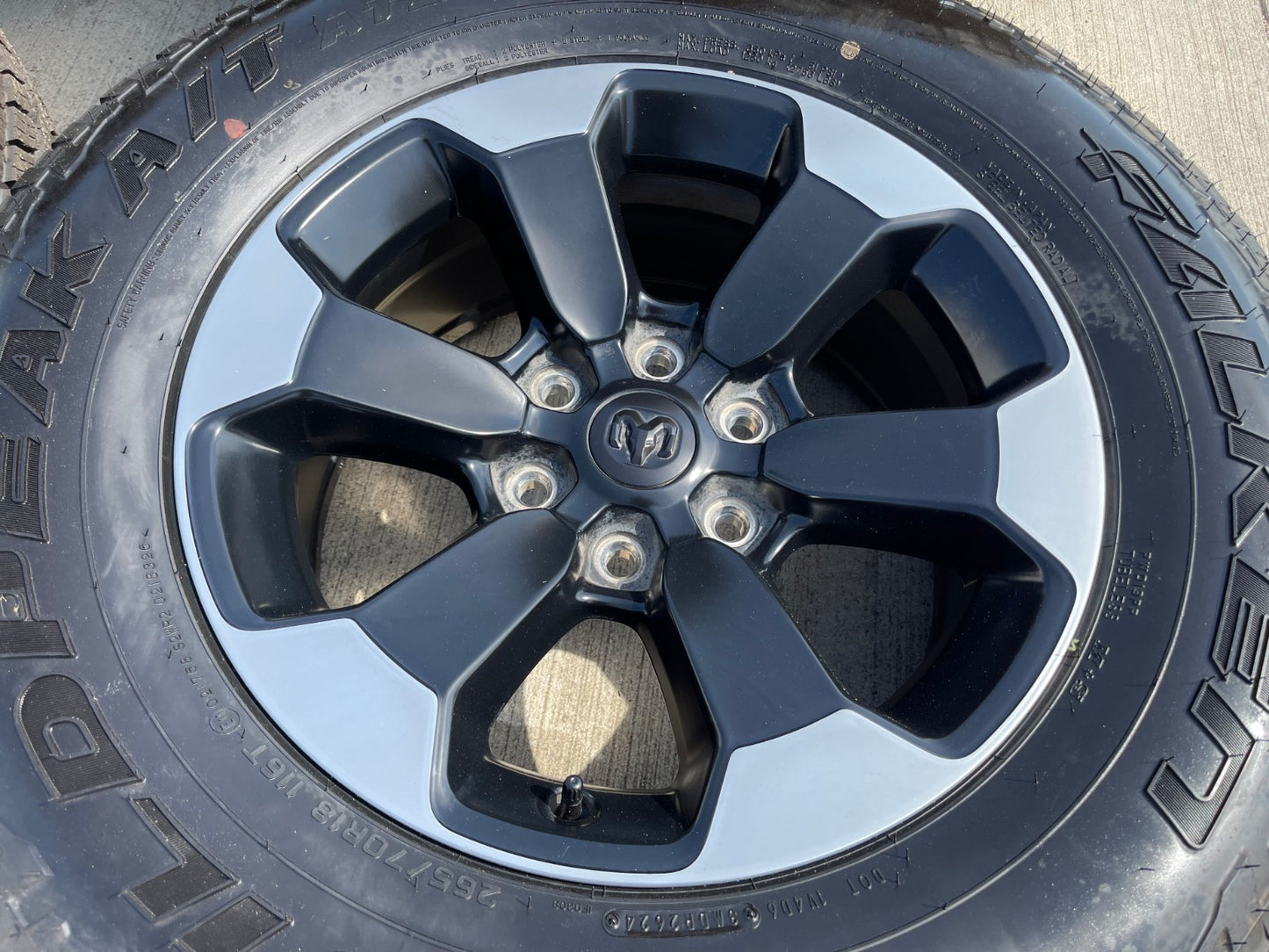 18" Dodge Ram 1500 Rebel Black OEM wheels rims 2671 tires FALKEN A/T3 NEW