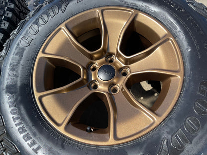 (5) 17" Jeep Wrangler Rubicon OEM 96226 wheels rims Gladiator BRONZE 2026 NEW