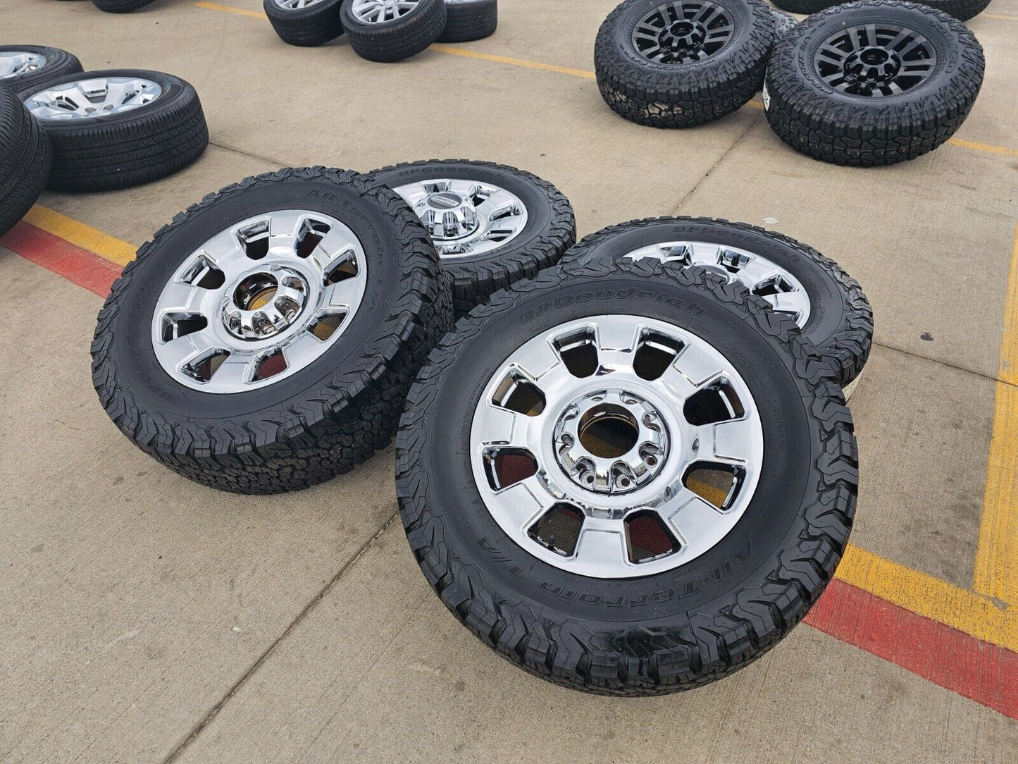 20" Ford F-250 F-350 OEM chrome Lariat 10295 wheels rims 2024 2025 NEW BFG KO3