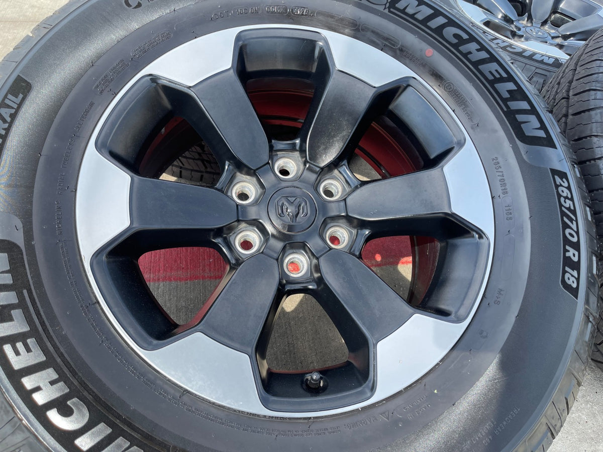 18" Dodge Ram 1500 Rebel Black OEM wheels rims 2671 2024 2025 2026 MICHELIN NEW