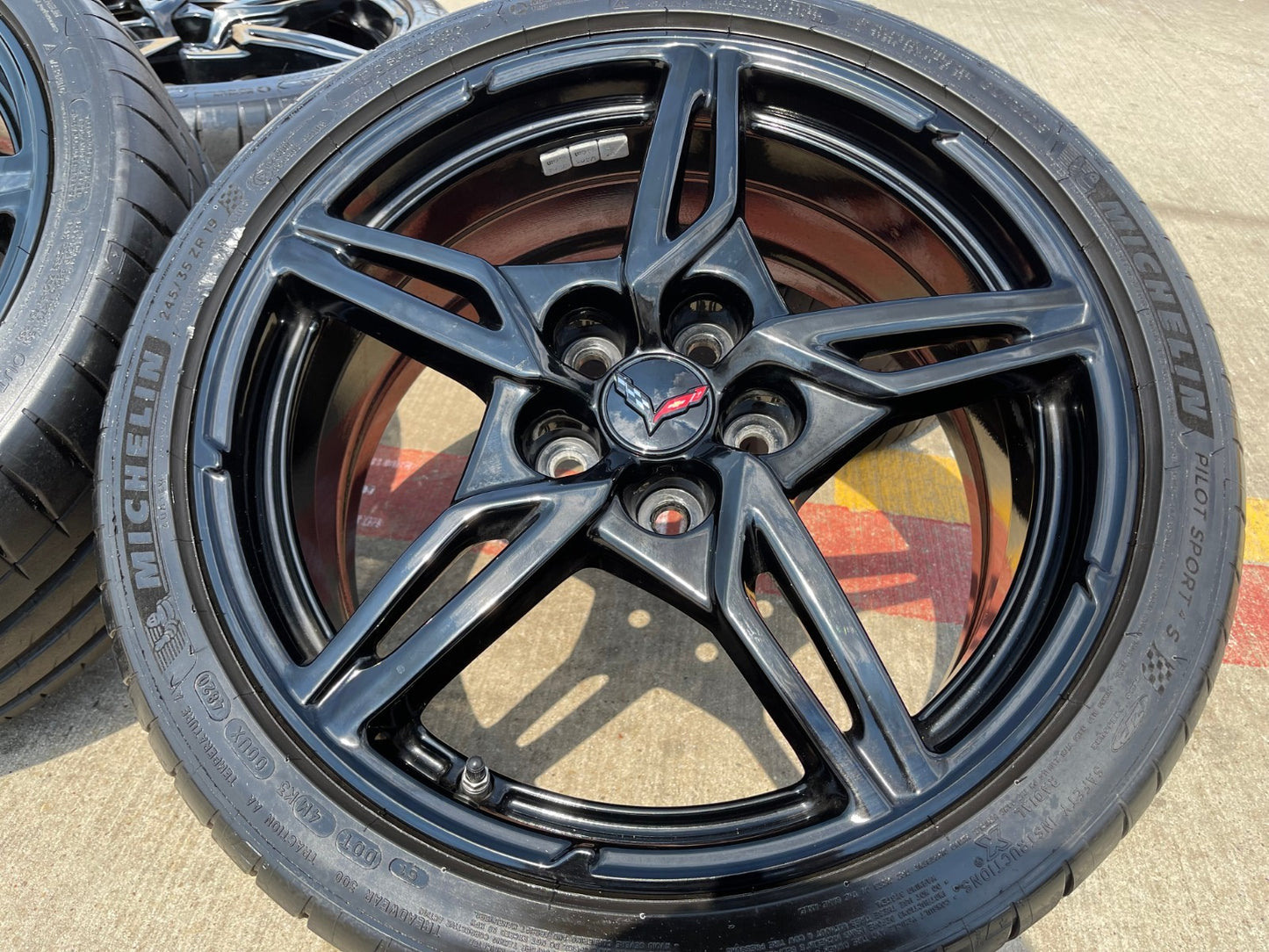 19" + 20" Chevy Corvette C8 OEM 14007 14008 wheels rims BLACK TPMS MICHELIN