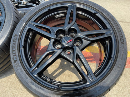 19" + 20" Chevy Corvette C8 OEM 14007 14008 wheels rims BLACK TPMS MICHELIN