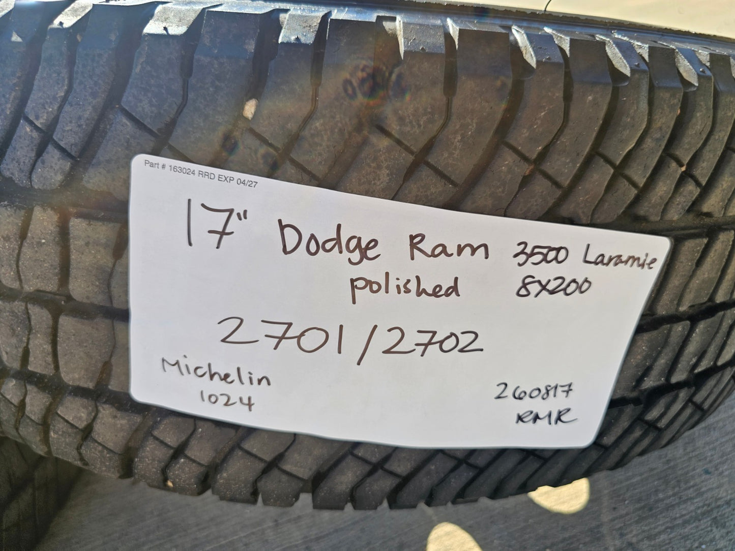 17" Dodge Ram 3500 DUALLY OEM wheel rim 2414 2415 ALCOA 8x165 SET MICHELIN