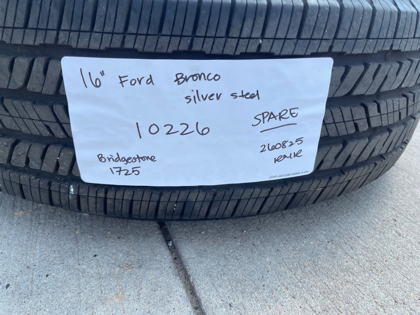 16" Ford Bronco steel wheel rim tire 10226 Ranger 2023 2024 2025 2026 2027 NEW