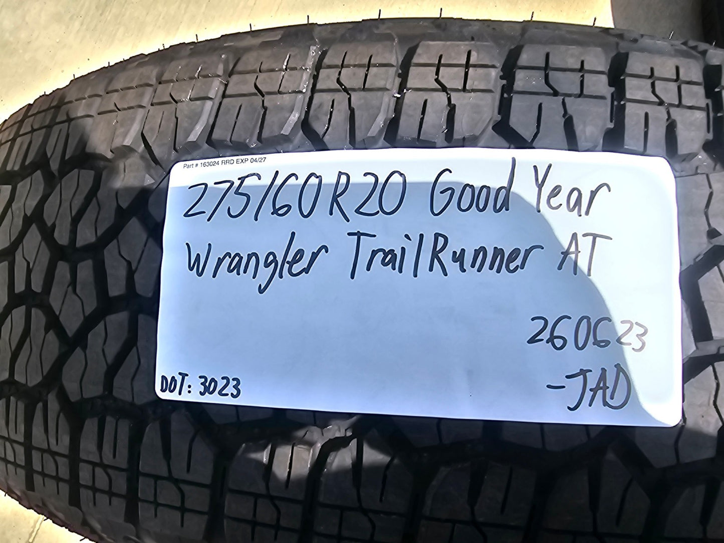 (1) 275/60/20 Goodyear Wrangler Trailrunner A/T tire M+S 115S 275/60r20 NEW