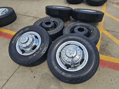 17" Dodge Ram 3500 Dually 8x200 wheels rims 2703 2704 OEM A/T tires