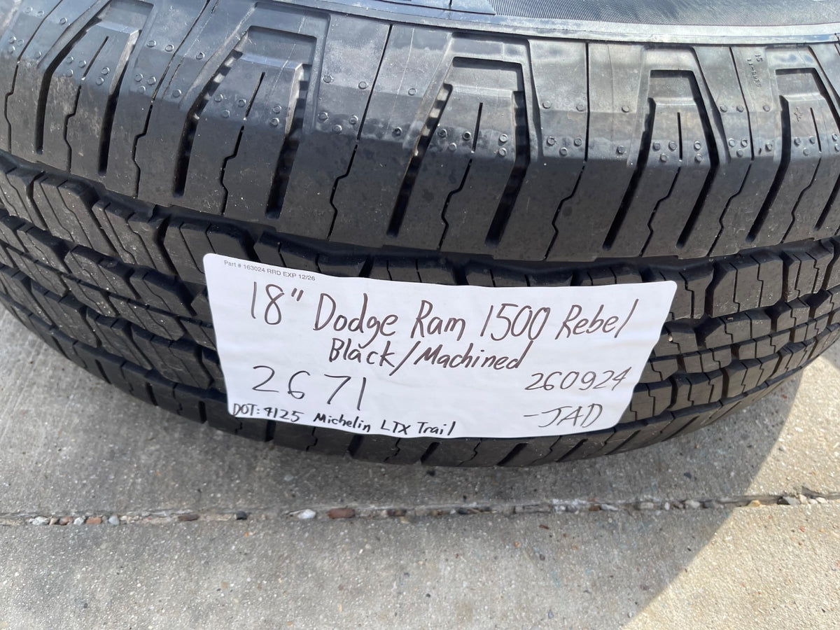 18" Dodge Ram 1500 Rebel Black OEM wheels rims 2671 2024 2025 2026 MICHELIN NEW