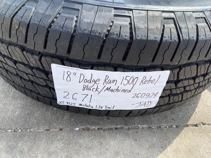 18" Dodge Ram 1500 Rebel Black OEM wheels rims 2671 2024 2025 2026 MICHELIN NEW