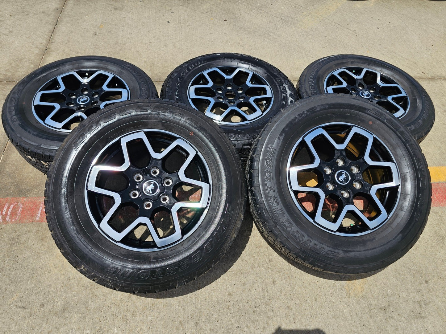 (5) 18" Ford Bronco wheels rims black 95213 Ranger SET BRIDGESTONE DUELER AT