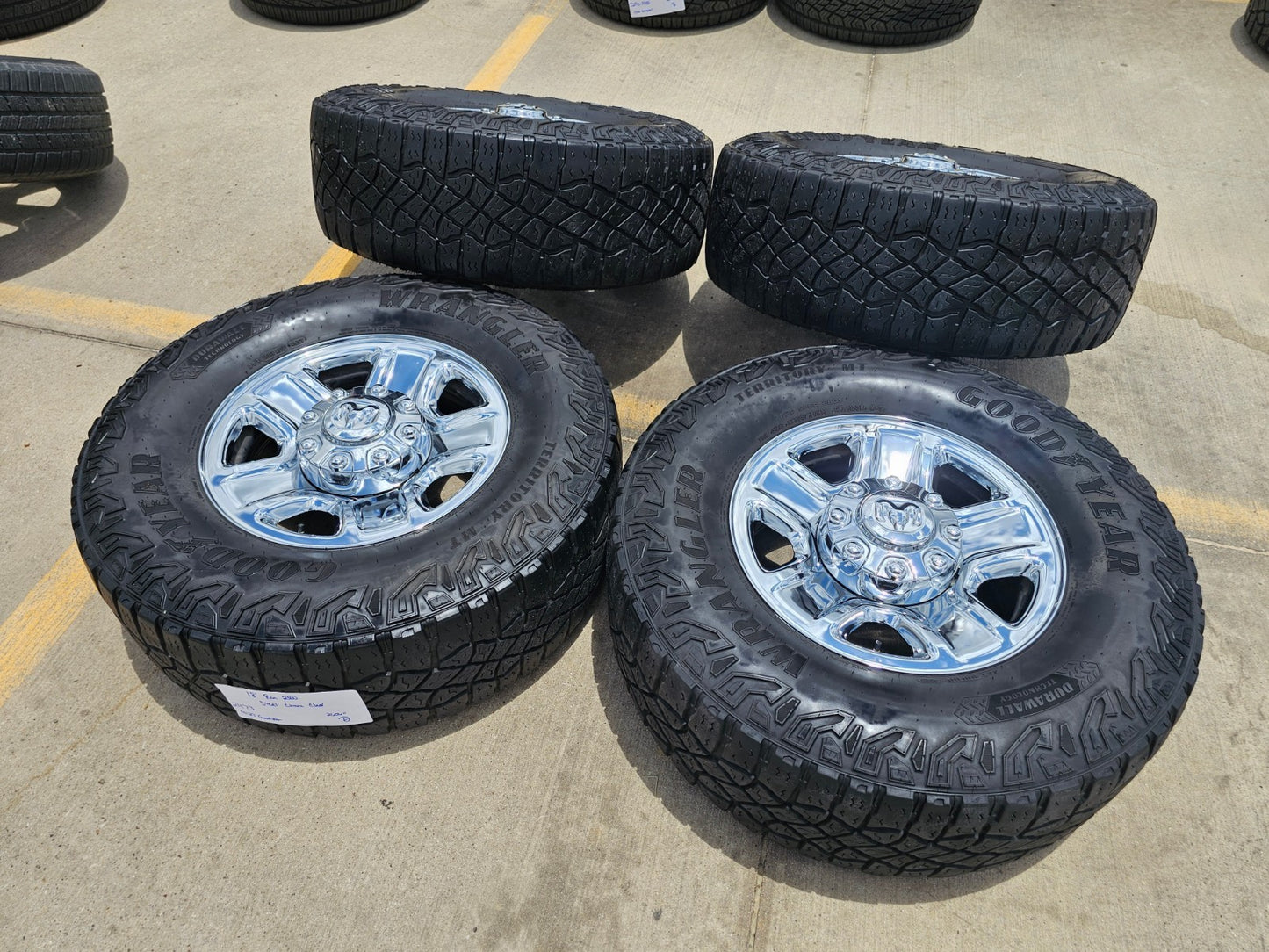 18" Dodge Ram 2500 3500 STEEL chrome OEM 2473 wheels rims GOODYEAR 35"