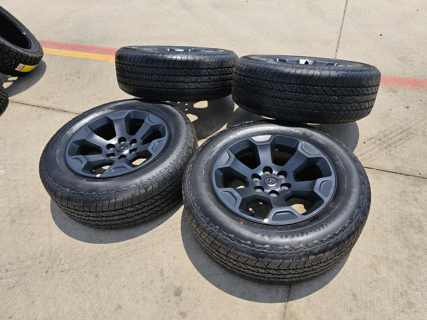20" Dodge Ram 1500 OEM Laramie Black 2680 wheels rims tires HANKOOK A/T2 NEW