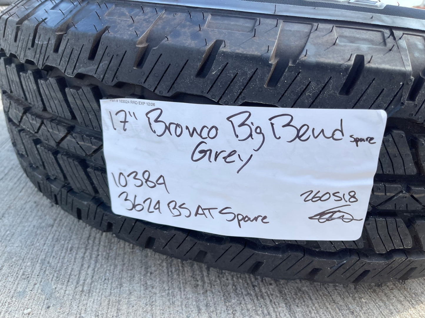 17" Ford Bronco wheel rim tire SPARE 10384 OEM Ranger 2023 2024 2025 2026 NEW