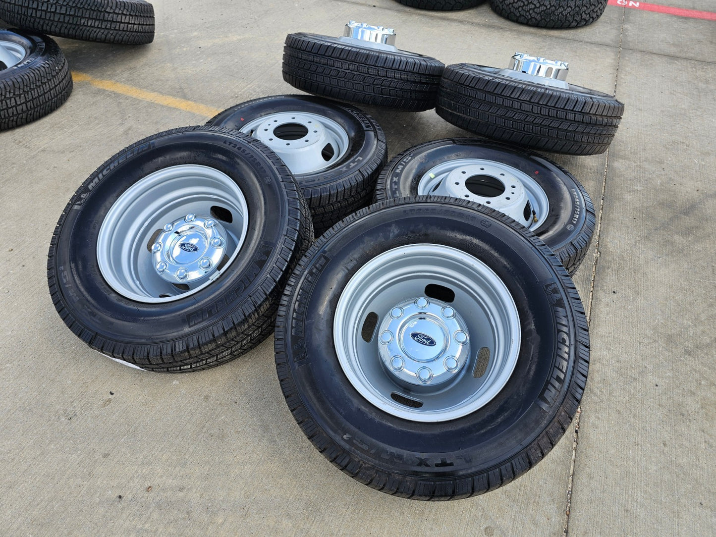 (6) 17" Ford F-350 Dually OEM rims wheels 3615 99016 tires SET MICHELIN M/S2 NEW