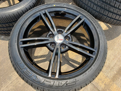 18" + 19" Chevy Corvette OEM black wheels rims 5338 5343 2007 2008 2009 2010 NEW